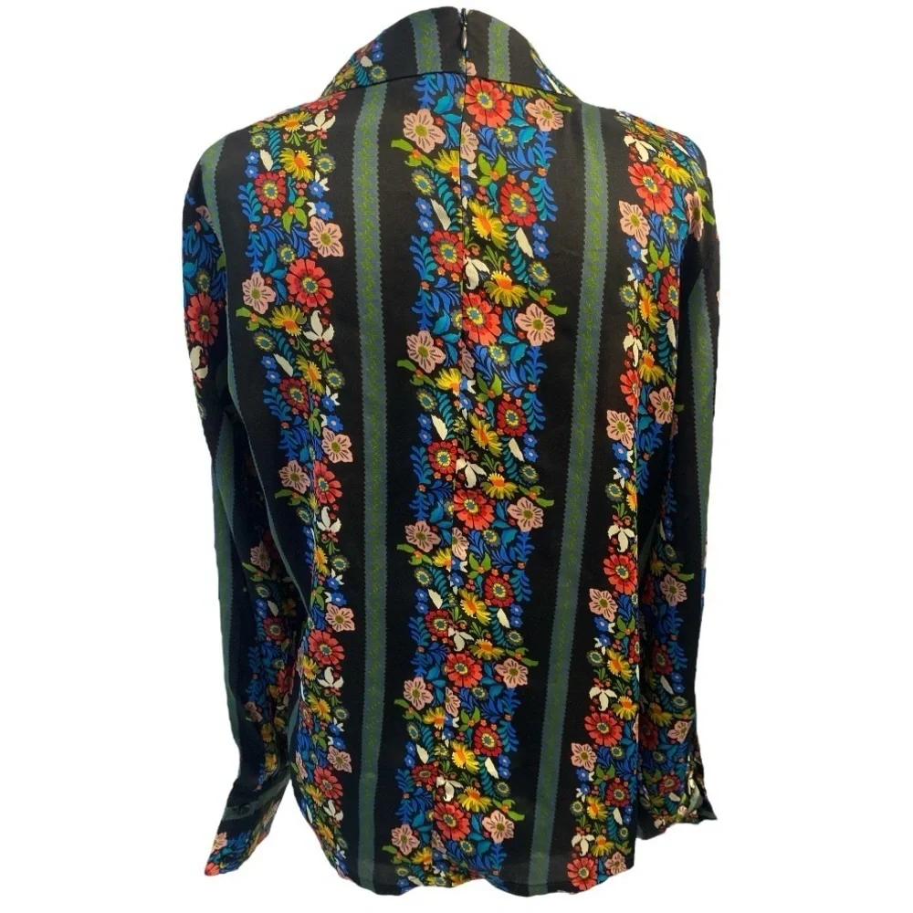 Molly Bracken Anthropology Mock Neck Long Sleeve Floral Blouse Size S - Picture 3 of 9